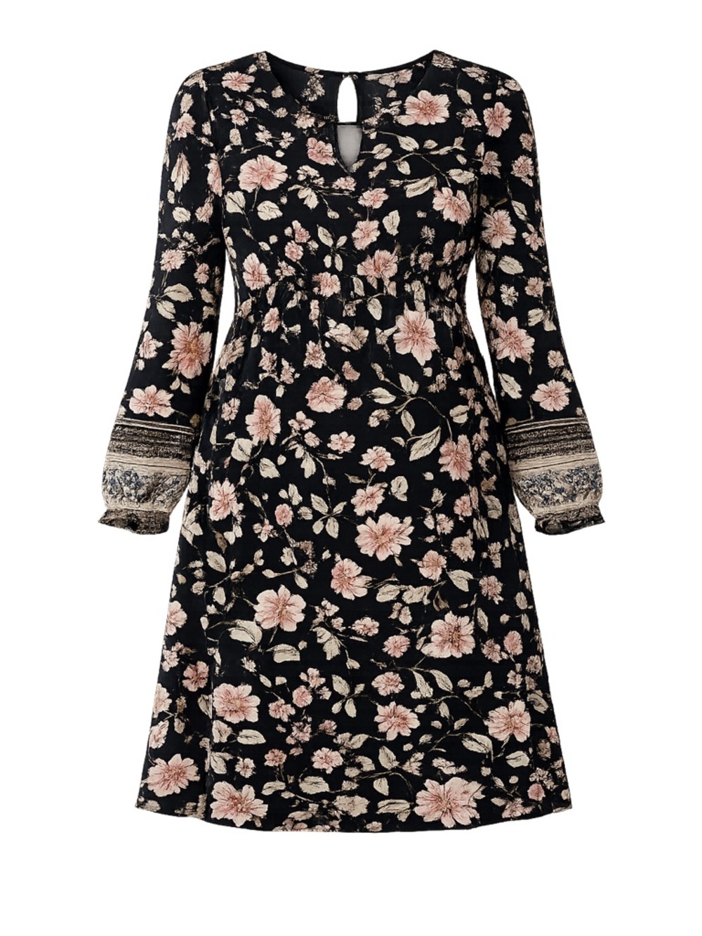 Old Navy Maternity Black Floral Keyhole Dress Size L Knee Length
#082